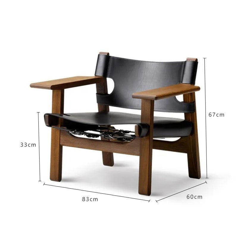 Solid Wood and Leather Lounge Chair — Loggia NH-1482