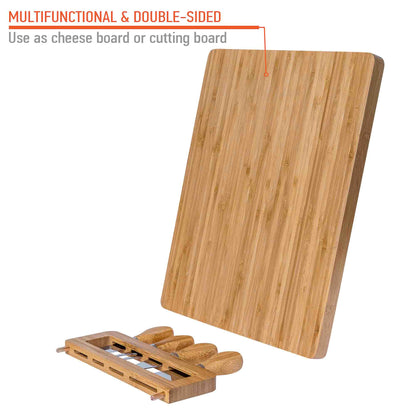 Bamboo Cheese Board with Four Knives, 36 x 28cm — Grove NH-1571