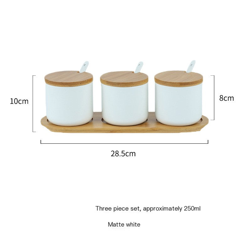 Ceramic Spice Jar Set of 3, 12 cm with Lids — Larder NH-475