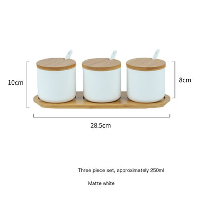 Ceramic Spice Jar Set of 3, 12 cm with Lids — Larder NH-475