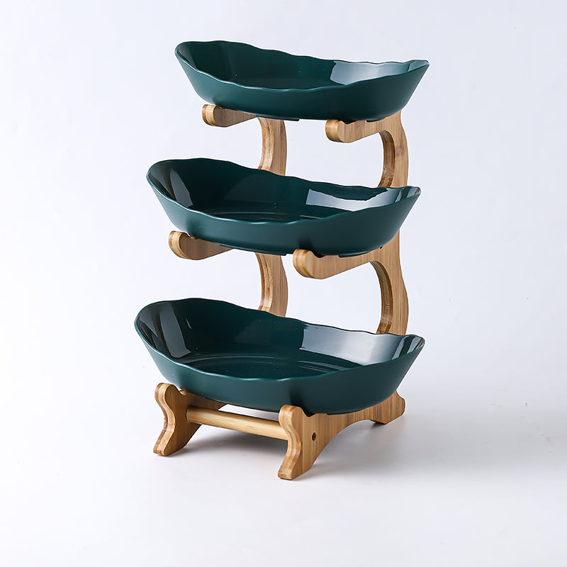 Ceramic Candy Dish for Fruit and Sweets, Tiered Stand — Marmo NH-608