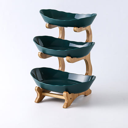 Ceramic Candy Dish for Fruit and Sweets, Tiered Stand — Marmo NH-608