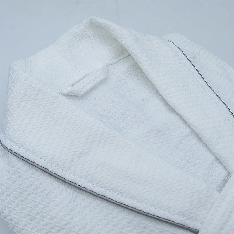 Shawl-Collar Waffle Bathrobe, 100% Cotton Spa Robe — Onsen NH-802