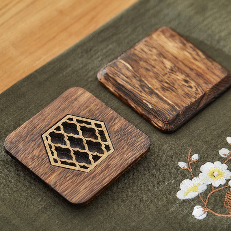 Wooden Coasters Carved, Round or Square — Grove NH-404
