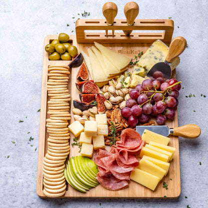 Bamboo Cheese Board with Four Knives, 36 x 28cm — Grove NH-1571