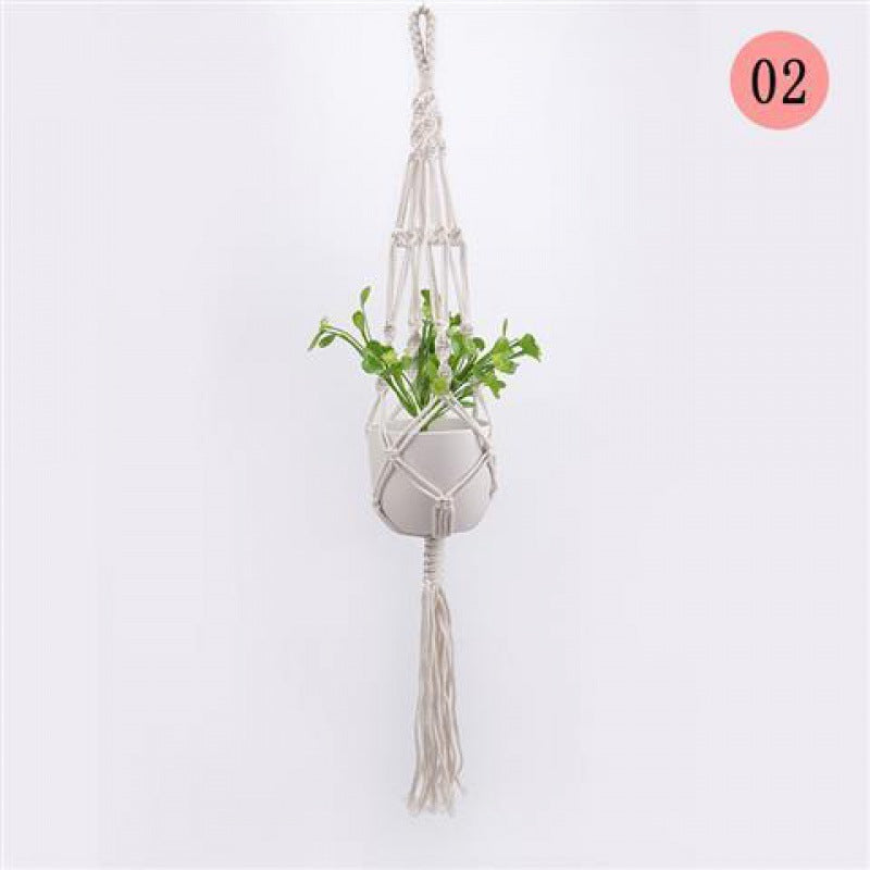 Macrame Plant Hanger, Handwoven Cotton Rope — Atrium NH-386