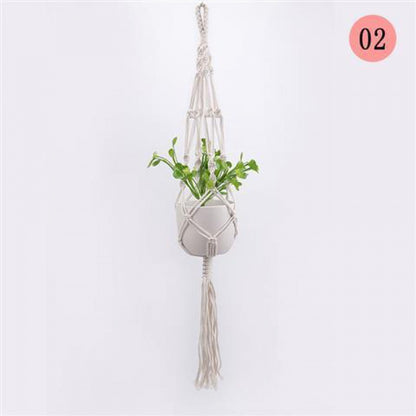 Macrame Plant Hanger, Handwoven Cotton Rope — Atrium NH-386