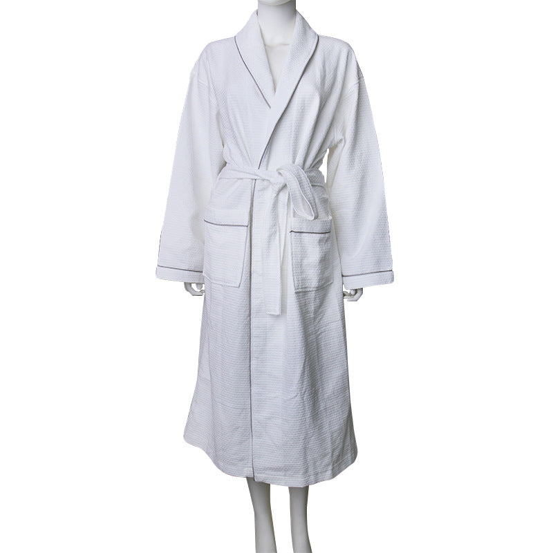 Shawl-Collar Waffle Bathrobe, 100% Cotton Spa Robe — Onsen NH-802