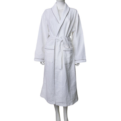 Shawl-Collar Waffle Bathrobe, 100% Cotton Spa Robe — Onsen NH-802