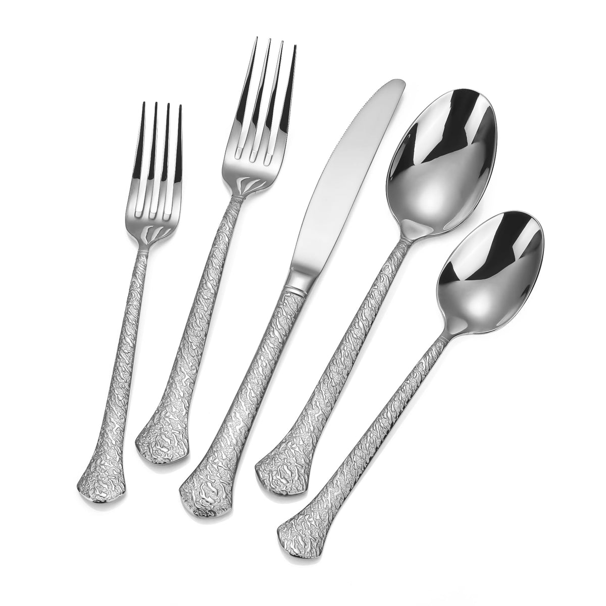 Hammered Stainless Flatware, Twenty Piece for Four — Linea NH-1441