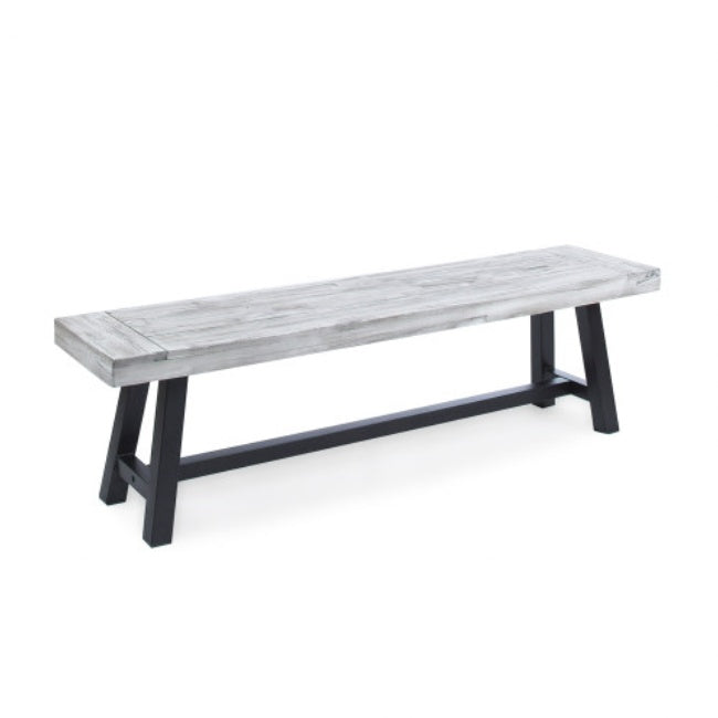 Solid Acacia Dining Bench, 160cm Sandblasted Grey — Loggia NH-1638