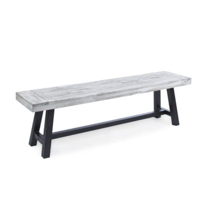 Solid Acacia Dining Bench, 160cm Sandblasted Grey — Loggia NH-1638