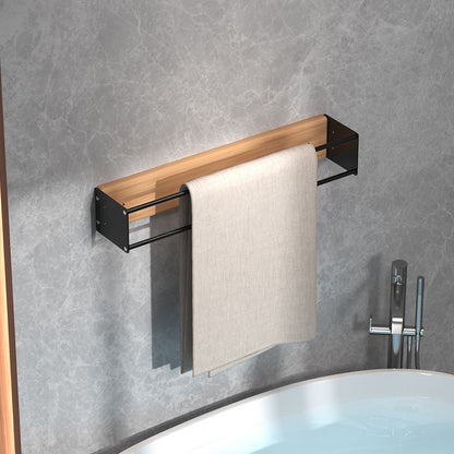 Wood and Metal Wall Towel Rack — Balnea NH-1525