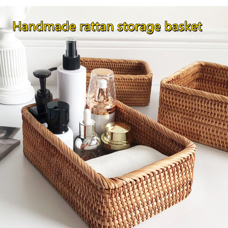 Rattan Storage Basket, Handwoven Rectangular — Weave NH-464
