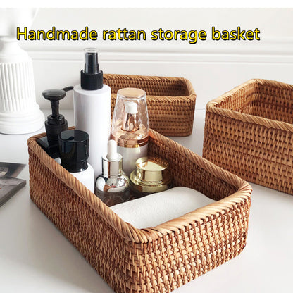 Rattan Storage Basket, Handwoven Rectangular — Weave NH-464