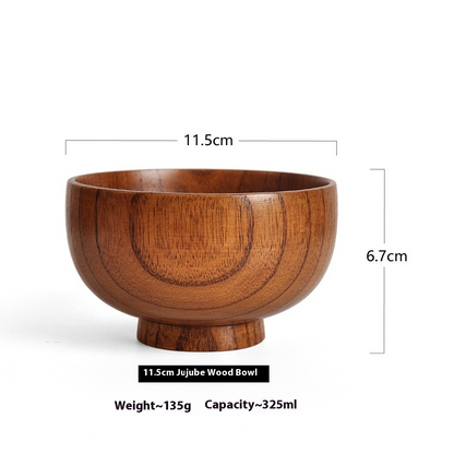 Wooden Soup Bowl for Rice and Noodles, Jujube Wood — Alcova NH-630