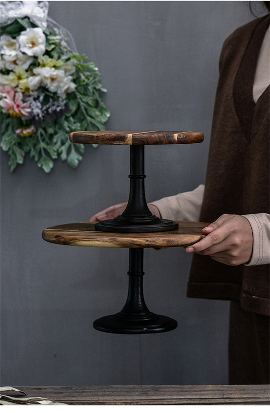 Wooden Cake Stand with Footed Base, Acacia — Alcova NH-633