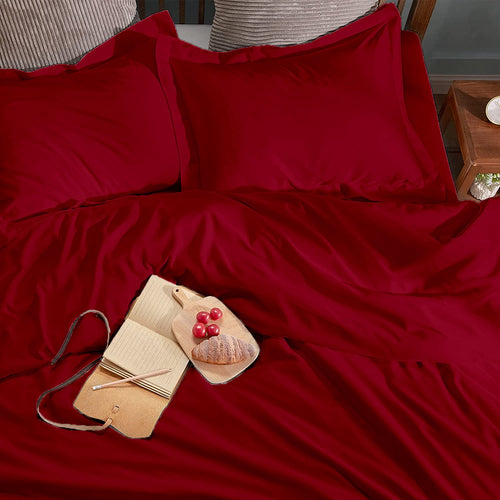 Egyptian Cotton Pillow Shams, Pair 50 x 66cm Burgundy — Fell NH-1598