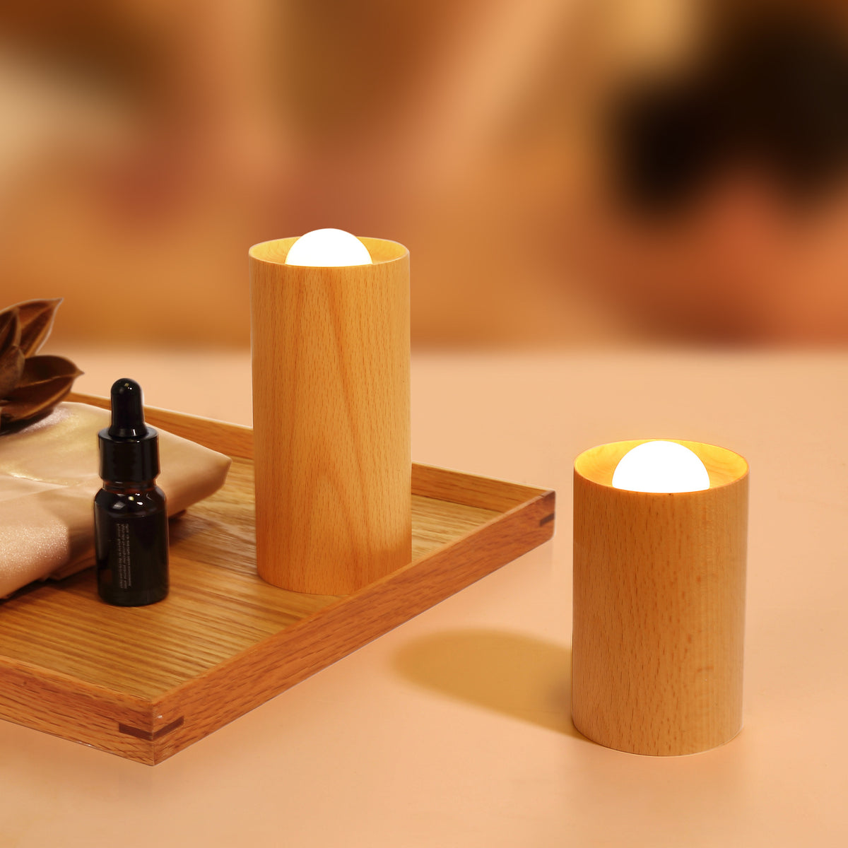 Wooden Candle Light, USB Rechargeable — Ember NH-494