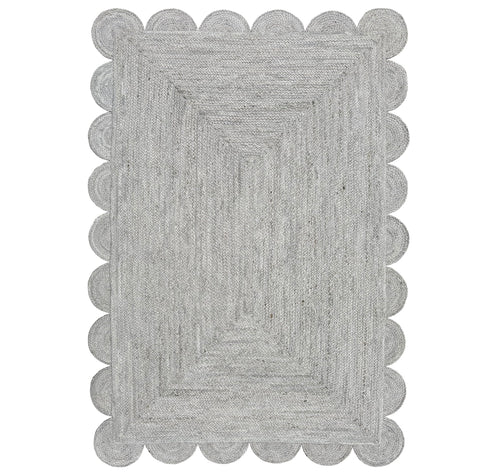 Scalloped Jute Rug, 240 x 300cm Fog Grey — Loom NH-1587