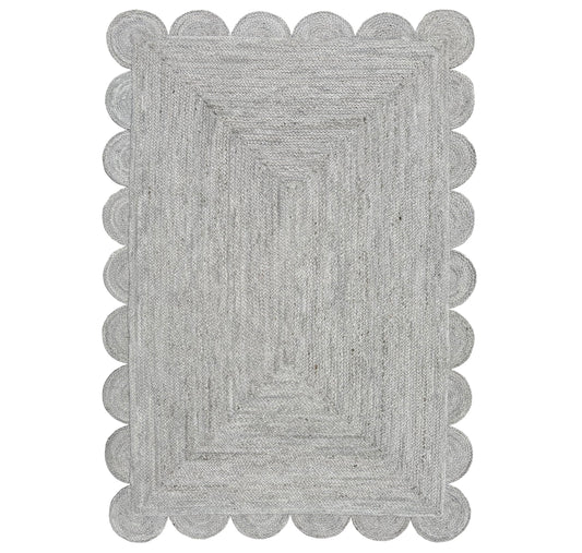 Scalloped Jute Rug, 240 x 300cm Fog Grey — Loom NH-1587