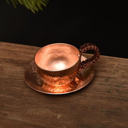 Handmade Thick Pure Copper Tea Cup, Hammered Drinking Cup — Solace NH-954