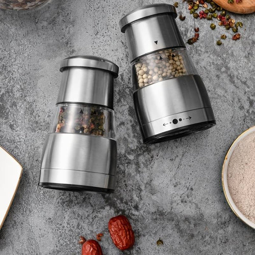 Salt and Pepper Grinder Mill, Stainless Steel and Glass — Marrow NH-1117