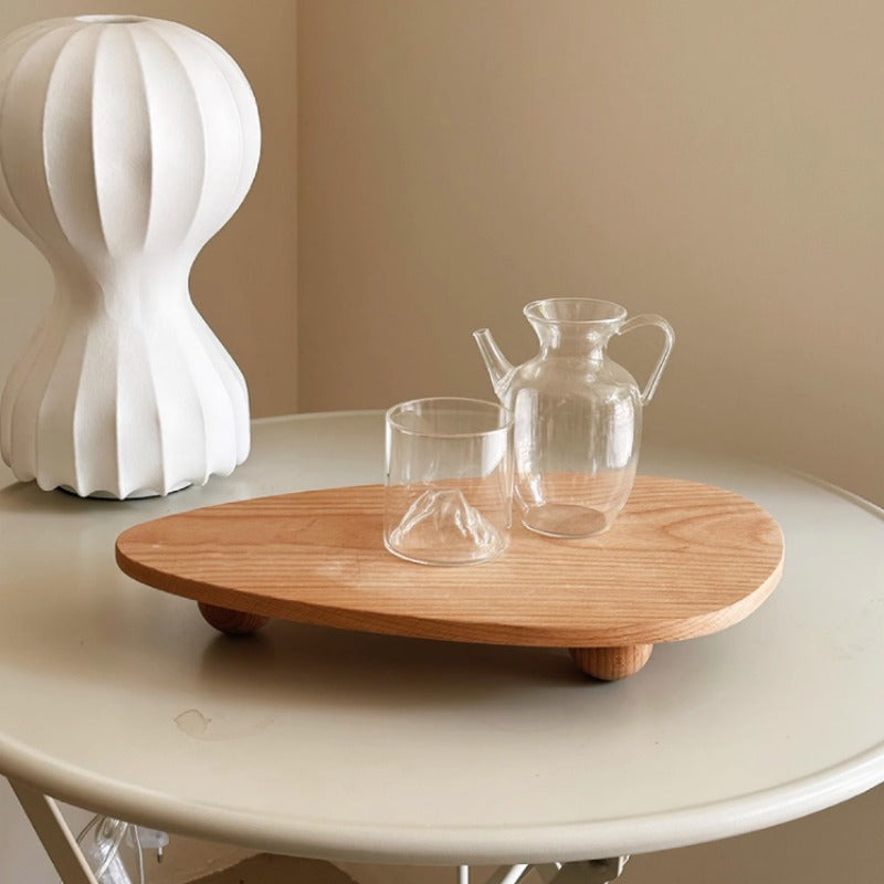 Wooden Serving Tray Decorative, Solid Beech Raised on Legs, 38 cm — Atrium NH-055