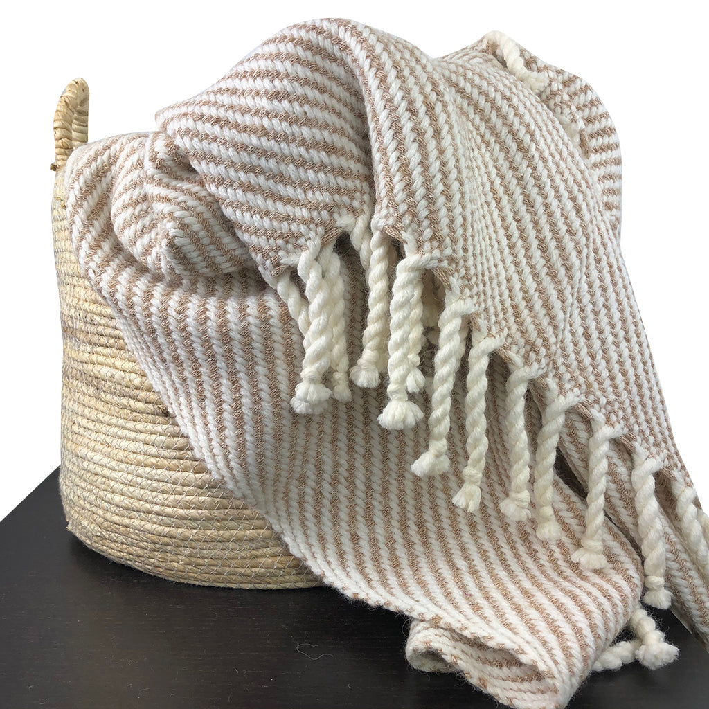 Alpaca Chunky Stripe Throw, Camel — Fell NH-1503