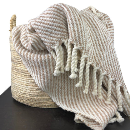 Alpaca Chunky Stripe Throw, Camel — Fell NH-1503