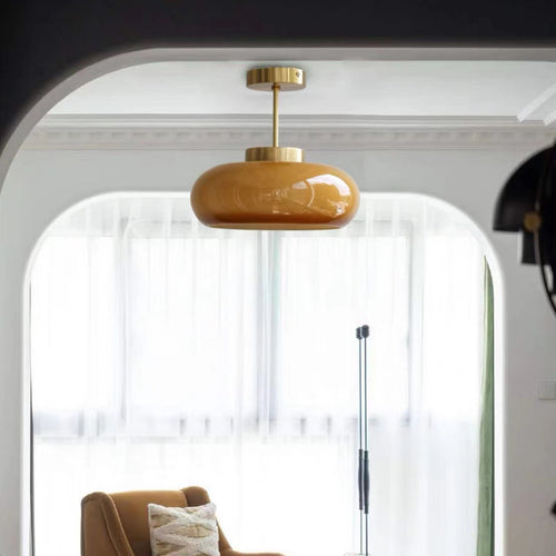 Brass Ceiling Light Hallway, Solid Brass Flush Mount — Meridian NH-042
