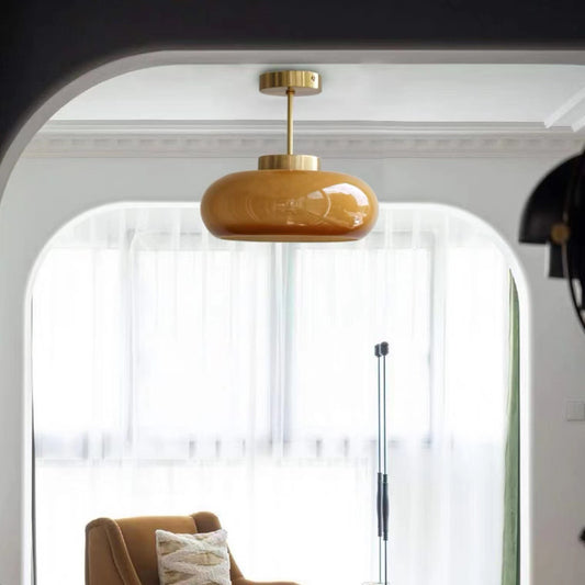 Brass Ceiling Light Hallway, Solid Brass Flush Mount — Meridian NH-042