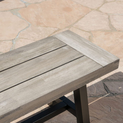 Solid Acacia Dining Bench, 160cm Sandblasted Grey — Loggia NH-1638