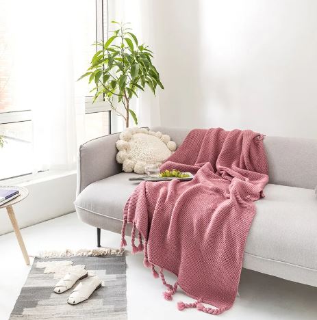 Knitted Throw Blanket, Soft Yarn Bed Throw — Reverie NH-897