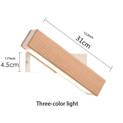 Wooden Wall Light Bedroom, Rotatable Head — Meridian NH-707