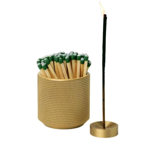 Solid Brass Match Holder with Striker — Atrium NH-1414