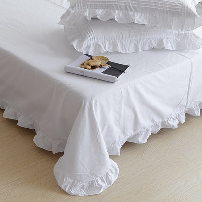 White Cotton Bed Sheet Set, 230 x 250 cm with Pillowcase Option — Solstice NH-036