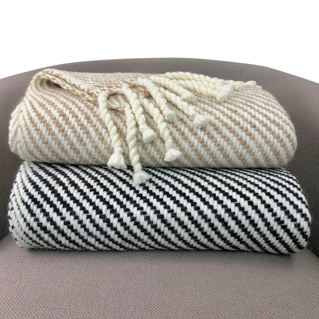 Alpaca Chunky Stripe Throw, Camel — Fell NH-1503