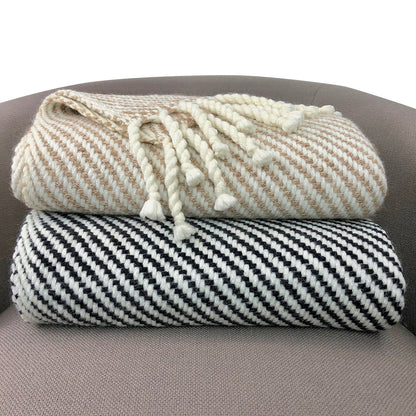 Alpaca Chunky Stripe Throw, Camel — Fell NH-1503