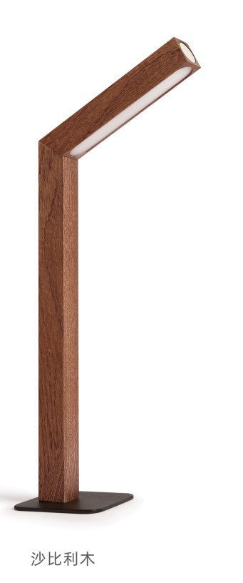 Wooden Bedside Lamp, Turned Wood Base, Fabric Shade — Meridian NH-048