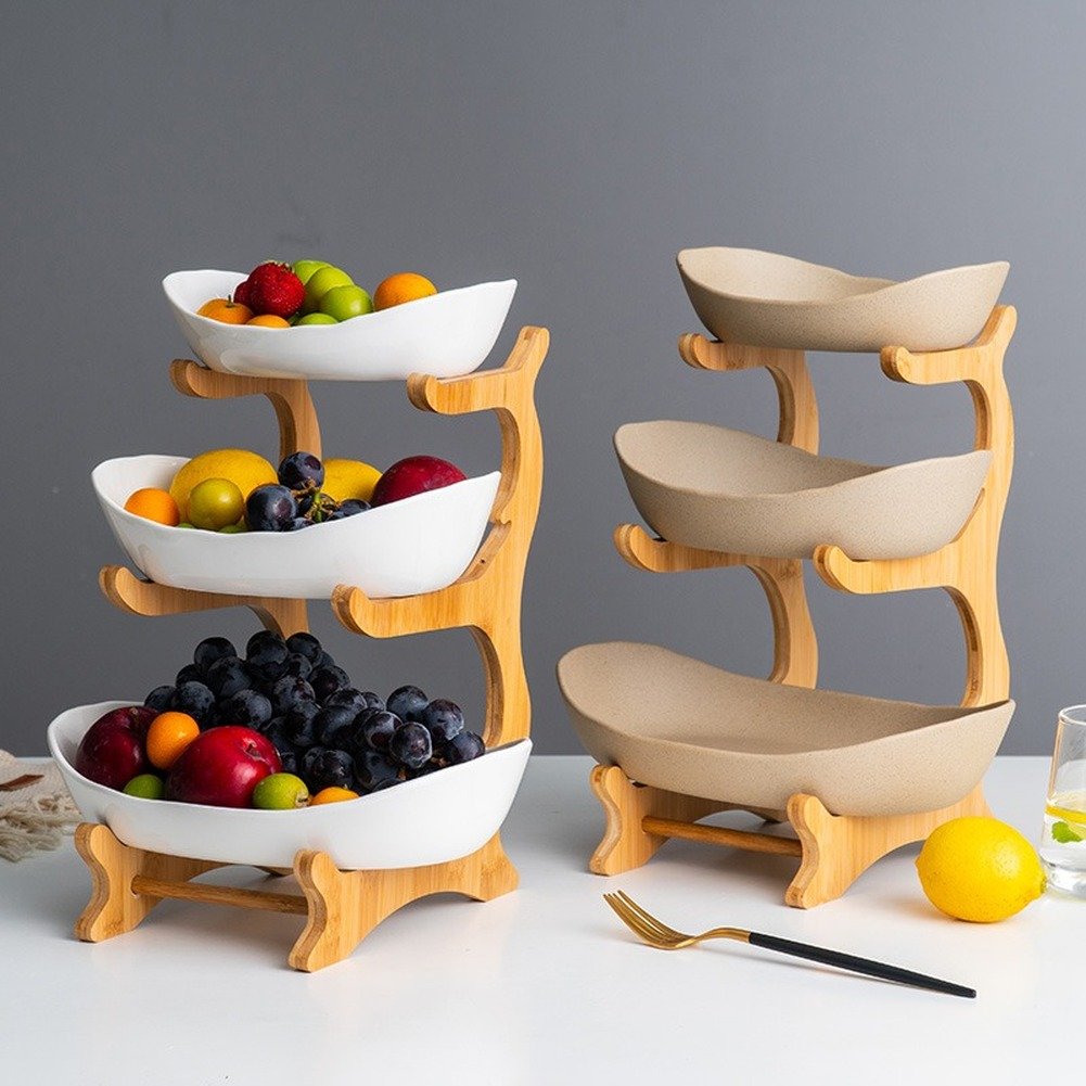 Ceramic Candy Dish for Fruit and Sweets, Tiered Stand — Marmo NH-608
