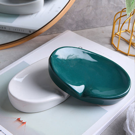 Ceramic Soap Dish with Drain Rack, Minimalist — Rill NH-851