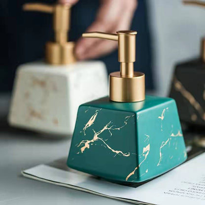 Marble-Pattern Ceramic Soap Dispenser Pump Bottle 260ml — Ewer NH-846