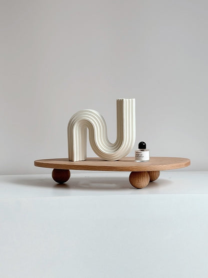 Wooden Serving Tray Decorative, Solid Beech Raised on Legs, 38 cm — Atrium NH-055