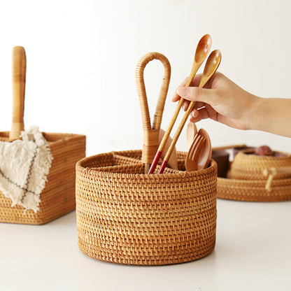 Tall Rattan Storage Basket with Handles — Vellum NH-921
