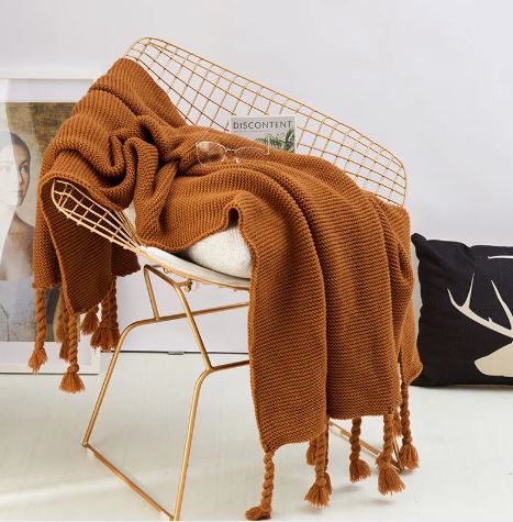 Knitted Throw Blanket, Soft Yarn Bed Throw — Reverie NH-897