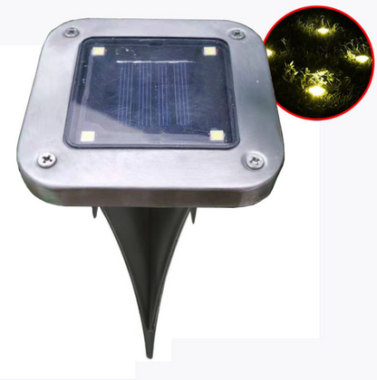 Solar Ground Light Square, Stainless Steel 10cm — Pathstone NH-369