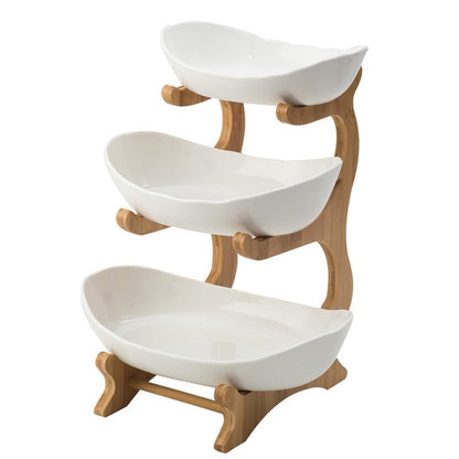 Ceramic Candy Dish for Fruit and Sweets, Tiered Stand — Marmo NH-608