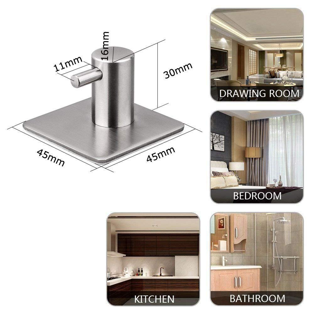 Self-Adhesive Wall Hooks, 5-Pack Stainless Steel — Latch NH-491