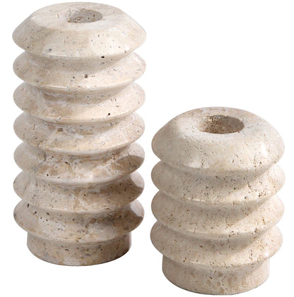 Travertine Candlestick Holders, Pair — Marmo NH-1404